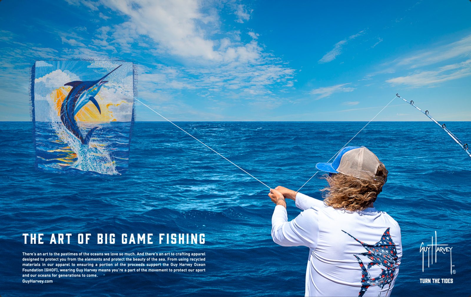 Guy catching fish ad