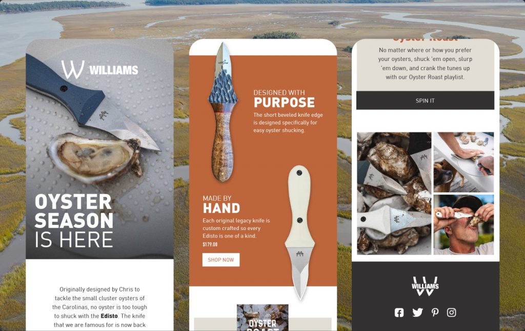 3 emails showing off products