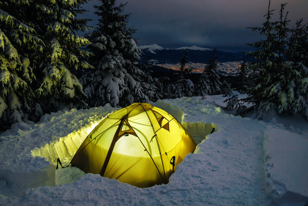tent in snow