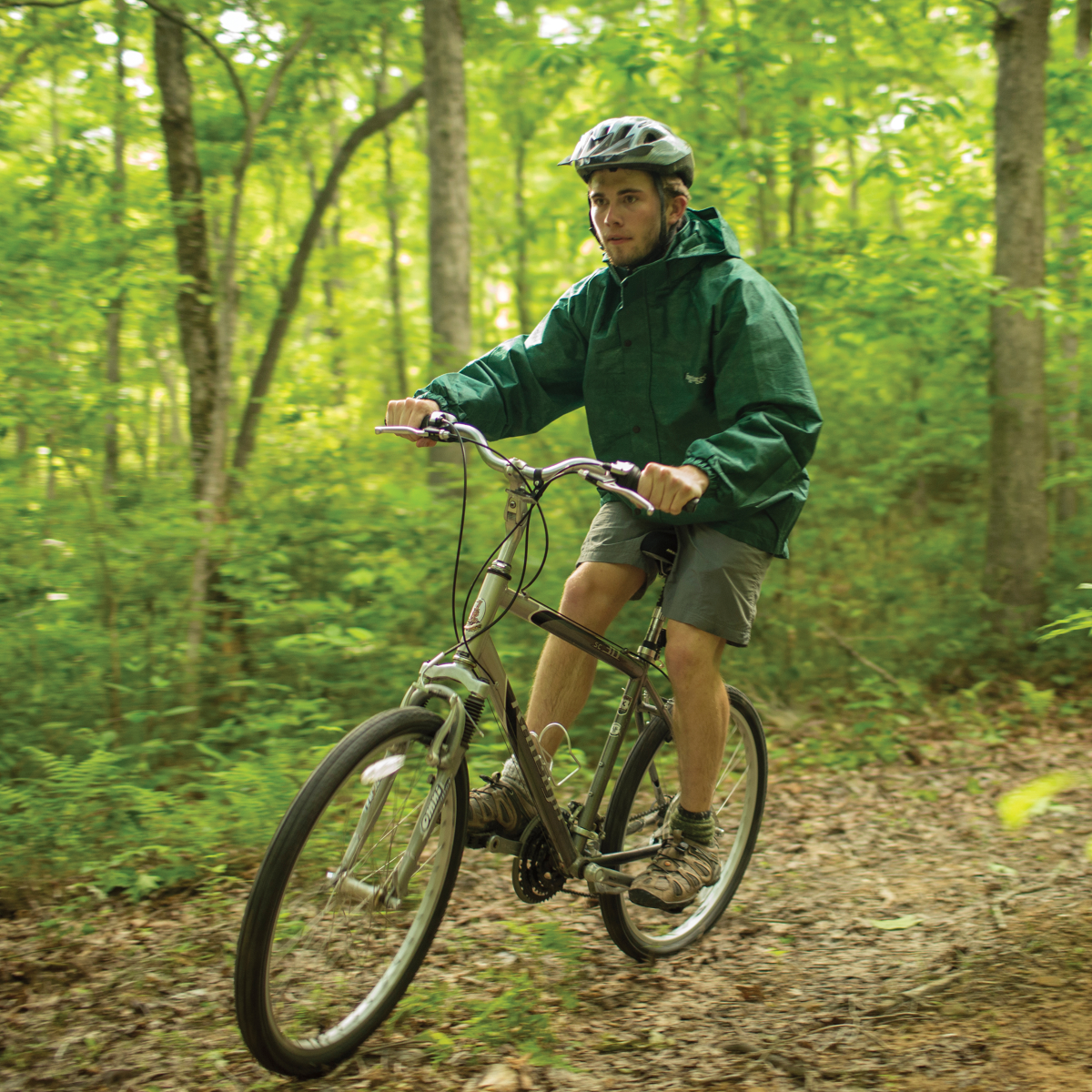 cycling in the woods