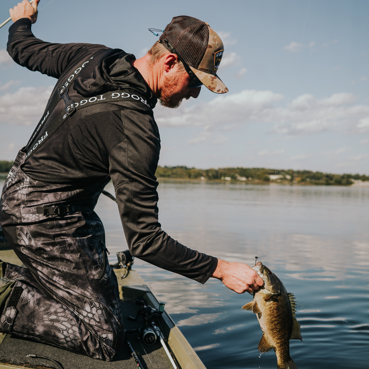 Fishing-Creative Catching bass on boat