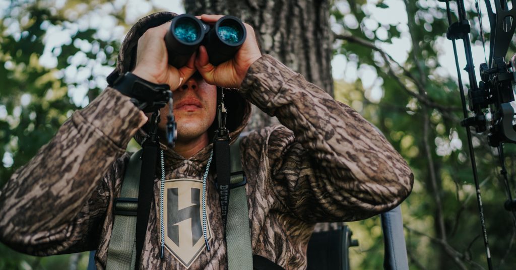 Looking through binoculars