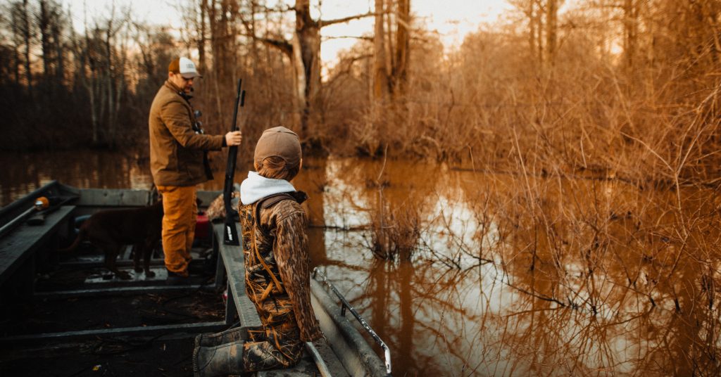 man and son hunting