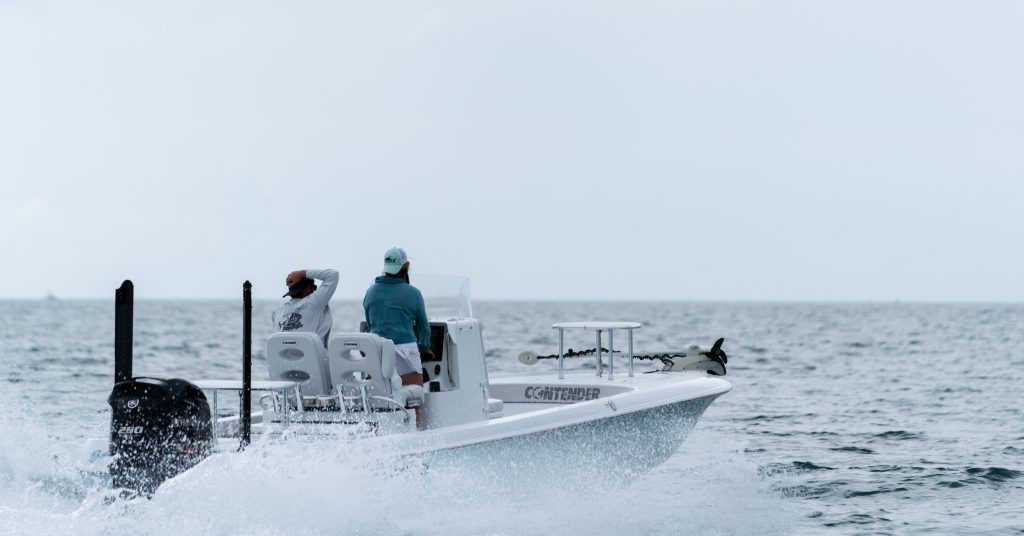 People in boat going fishing