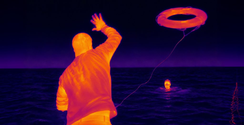 man tossing life preserver
